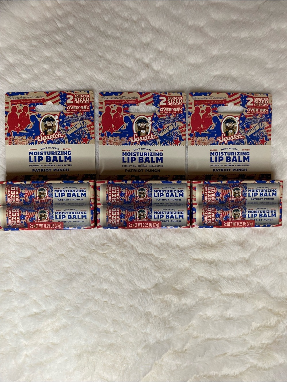Dr. Squatch Patriot Punch Moisturizing Lip Balm — lot of 6